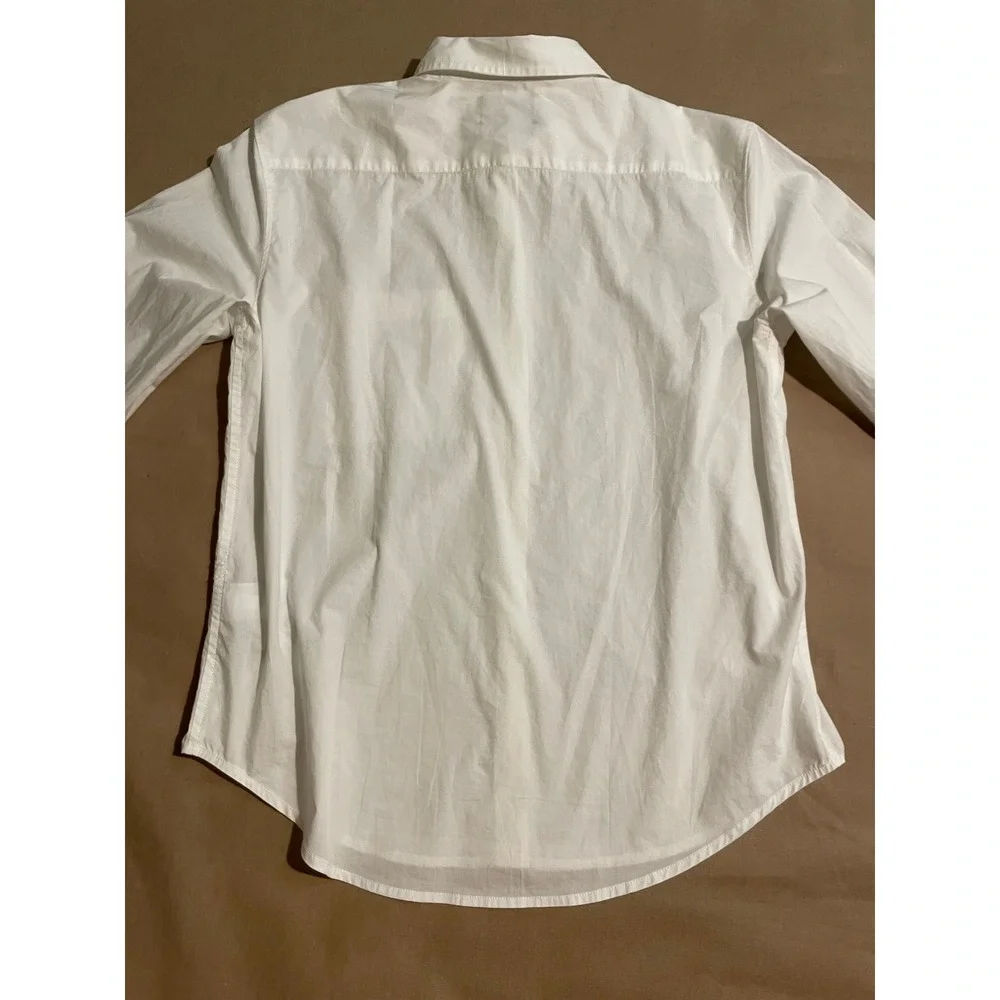 J. Crew Organic Cotton Button-Up Shirt Sz 6 Garcon White Minimalist Capsule Chic